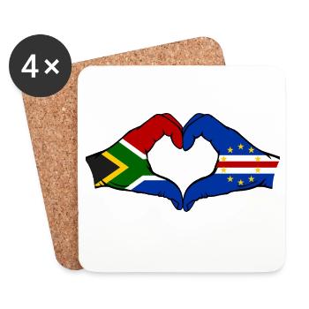 Kap Verde Südafrika Flagge Hände Herzform - Untersetzer (4er-Set) - Weiß - Vorne