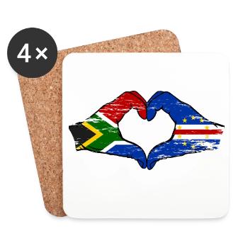 Kap Verde Südafrika Flagge Hände Herzform used - Untersetzer (4er-Set) - Weiß - Vorne