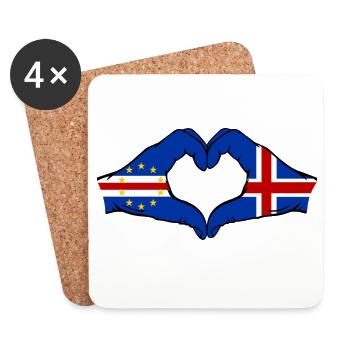 Drapeau de l’île du Cap-Vert en forme de cœur - Dessous de verre (lot de 4) - blanc - Devant