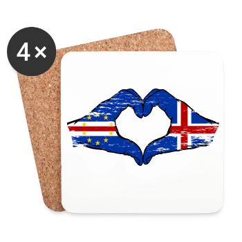 Kap Verde Island Flagge Hände Herzform used - Untersetzer (4er-Set) - Weiß - Vorne
