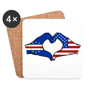 Kap Verde USA Flagge Hände Herzform  - Untersetzer (4er-Set) - Weiß - Vorne
