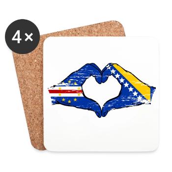 Kap Verde Bosnien Flagge Hände Herzform used - Untersetzer (4er-Set) - Weiß - Vorne
