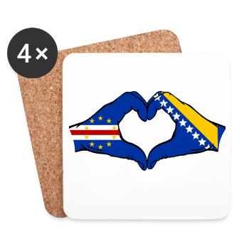 Cape Verde Bosnia Flag Hands Heart Shape - Coasters (set of 4) - white - Front
