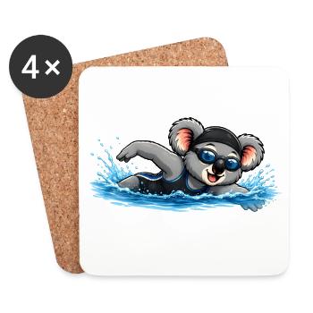 Süßer Koala beim Schwimmen - Untersetzer (4er-Set) - Weiß - Vorne