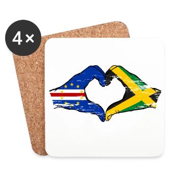 Kap Verde Jamaika Flagge Hände Herzform used - Untersetzer (4er-Set) - Weiß - Vorne