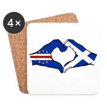 Kap Verde Schottland Flagge Hände Herzform - Untersetzer (4er-Set) - Weiß - Vorne