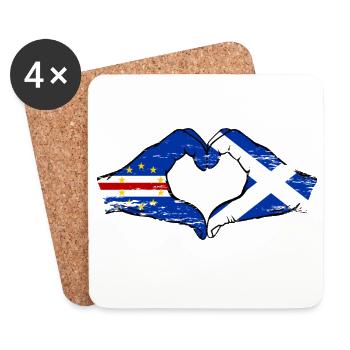 Kap Verde Schottland Flagge Hände Herzform used - Untersetzer (4er-Set) - Weiß - Vorne