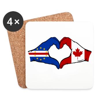 Kap Verde Kanada Flagge Hände Herzform - Untersetzer (4er-Set) - Weiß - Vorne