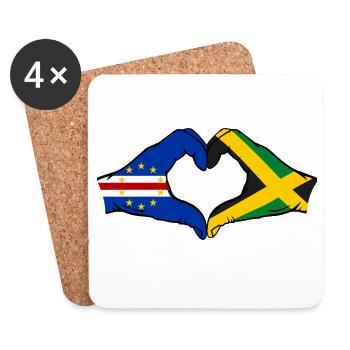 Cape Verde Jamaica Flag Hands Heart Shape - Coasters (set of 4) - white - Front