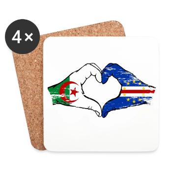 Algeria Cape Verde flag hands heart shape used - Coasters (set of 4) - white - Front