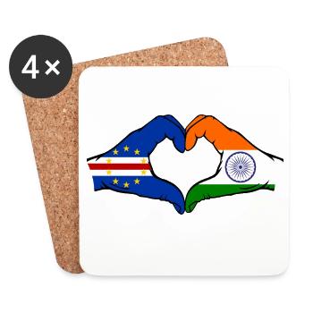 Kap Verde Indien Flagge Hände Herzform - Untersetzer (4er-Set) - Weiß - Vorne