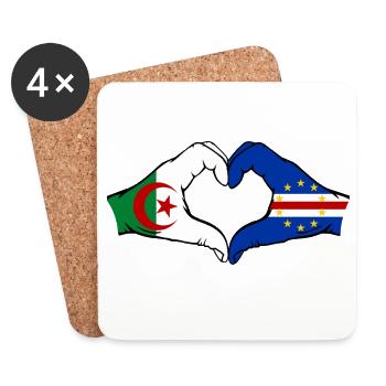 Algerien Kap Verde Flagge Hände Herzform - Untersetzer (4er-Set) - Weiß - Vorne