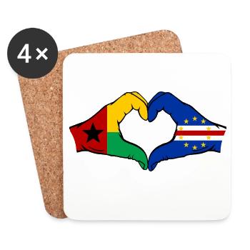 Cape Verde Guinea-Bissau Flag Hands Heart Shape - Coasters (set of 4) - white - Front