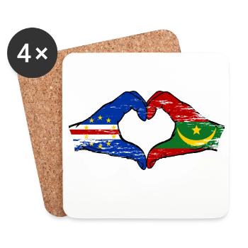 Cape Verde Mauritania Flag Hands Heart Shape - Coasters (set of 4) - white - Front