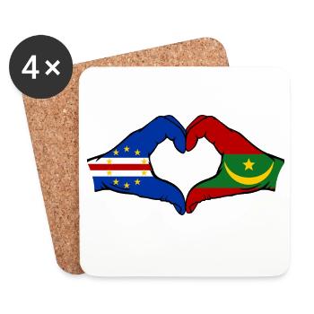 Cape Verde Mauritania Flag Hands Heart Shape - Coasters (set of 4) - white - Front