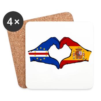 Cape Verde Spain Flag Hands Heart Shape - Coasters (set of 4) - white - Front