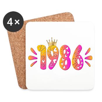 Birthday 1986 Birthday Crown - Coasters (set of 4) - white - Front