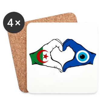 Algérie Nazar Drapeau Mains Forme de cœur - Dessous de verre (lot de 4) - blanc - Devant