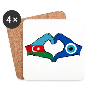 Azerbaijan Nazar Flag Hands Heart Shape - Coasters (set of 4) - white - Front