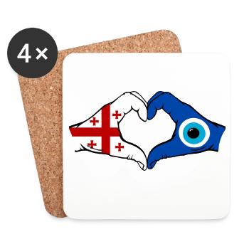 Georgia Nazar Flag Hands Heart Shape - Coasters (set of 4) - white - Front