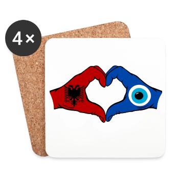 Albania Nazar Flag Hands Heart Shape - Coasters (set of 4) - white - Front