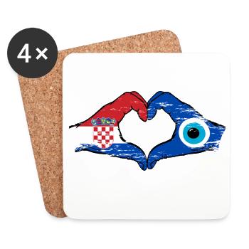 Drapeau Croatie Nazar en forme de cœur utilisé - Dessous de verre (lot de 4) - blanc - Devant