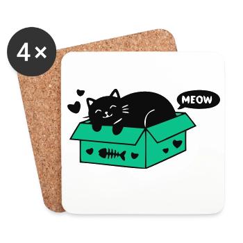 Katze Pappkarton Icon - Untersetzer (4er-Set) - Weiß - Vorne