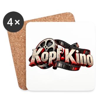 Kopf Kino Filmlogo mit Reel - Untersetzer (4er-Set) - Weiß - Vorne