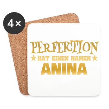Frauenname Anina - Untersetzer (4er-Set) - Weiß - Vorne