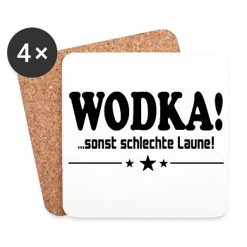Wodka trinken Schlechte Laune Alkohol Saufen - Untersetzer (4er-Set) - Weiß - Vorne