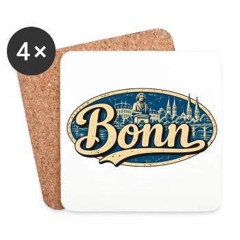 Bonn Vintage Stadtmotiv - Untersetzer (4er-Set) - Weiß - Vorne