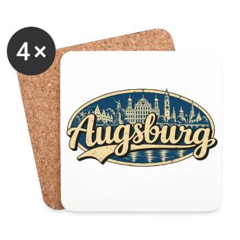 Augsburg Vintage Stadtmotiv - Untersetzer (4er-Set) - Weiß - Vorne