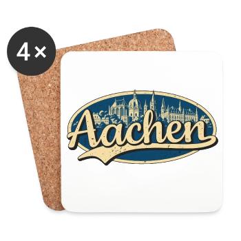 Aachen Vintage Stadtmotiv - Untersetzer (4er-Set) - Weiß - Vorne