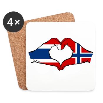 Thailand Schweden Flagge Hände Herzform - Untersetzer (4er-Set) - Weiß - Vorne