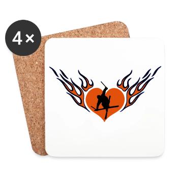 Ski freestyle love - Coasters (set of 4) - white - Front
