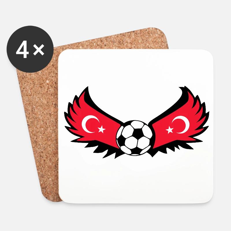 Fussball Türkei - Untersetzer (4er-Set) - Weiß