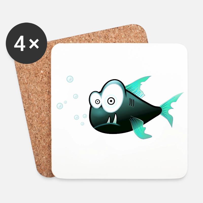 Fisch mit Zähnen Comic Hai - Untersetzer (4er-Set) - Weiß
