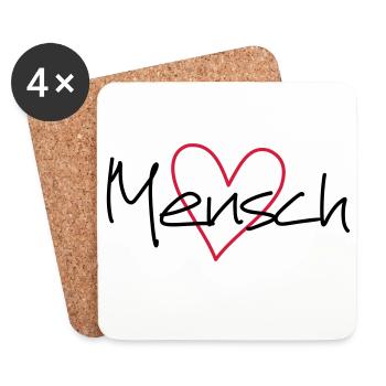 Mensch Herz Lieblingsmensch Geschenkidee Liebe - Untersetzer (4er-Set) - Weiß - Vorne