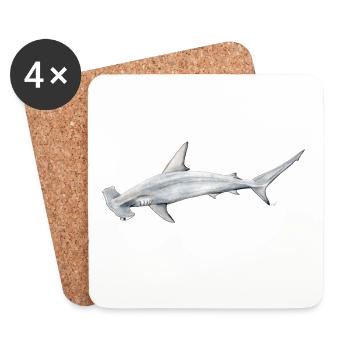 Tiburon martillon - Hammerhead shark - Requin - Coasters (set of 4) - white - Front