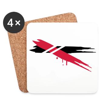 two color stripes with horizontal stripes - Coasters (set of 4) - white - Front