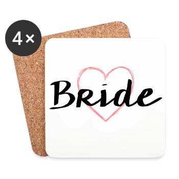 Bride heart bachelor party wedding - Coasters (set of 4) - white - Front