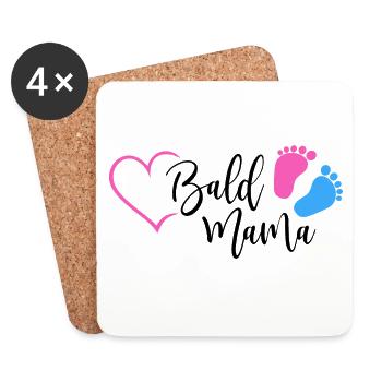 Bald Mama Baby Schwangerschaft Geburt Herz Mutter - Untersetzer (4er-Set) - Weiß - Vorne
