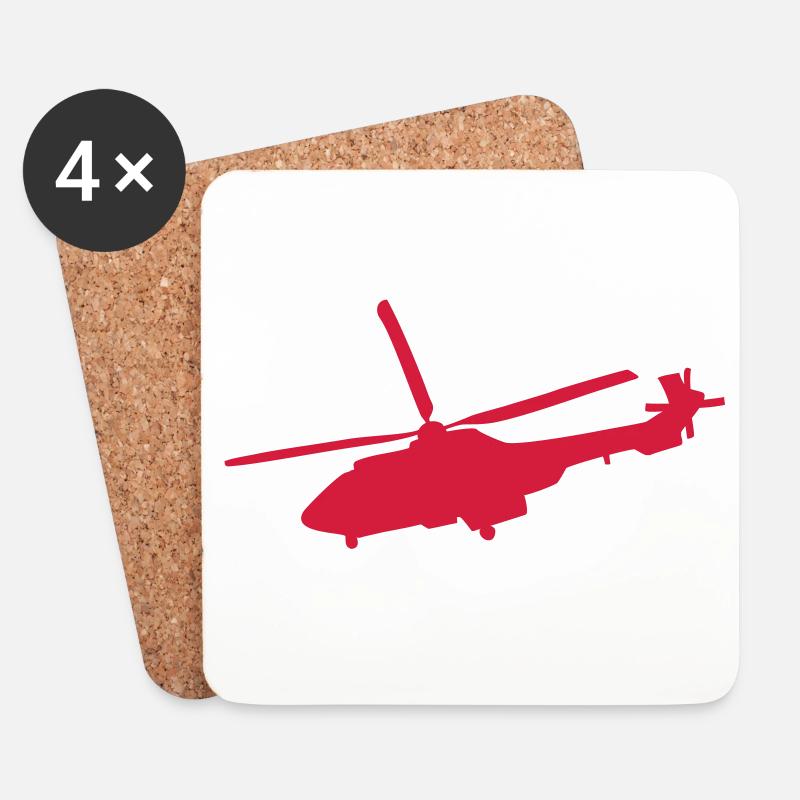 Hubschrauber - Untersetzer (4er-Set) - Weiß