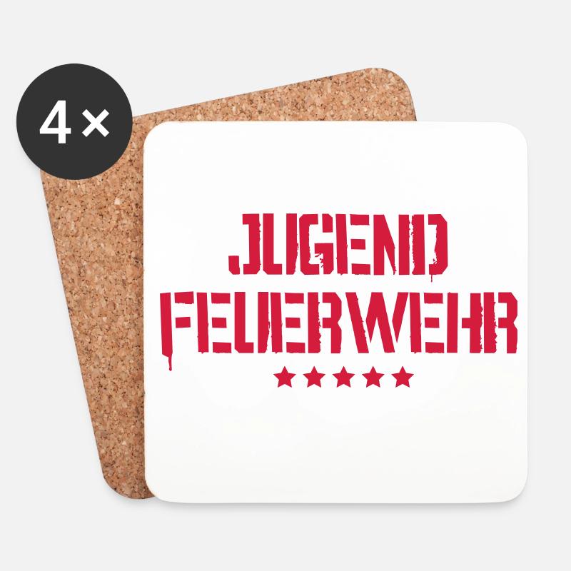 Jugend Feuerwehr mit Sterne - Untersetzer (4er-Set) - Weiß