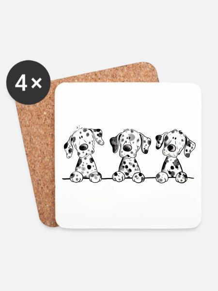 Witzige Dalmatiner Hunde Welpen Comic Geschenk - Untersetzer (4er-Set) - Weiß