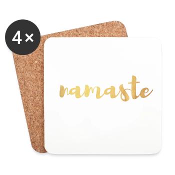 Namaste Yoga Gold Meditation Shirt Handwriting om - Coasters (set of 4) - white - Front