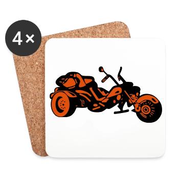 Chopper Inferno – Comic Style Trike - Untersetzer (4er-Set) - Weiß - Vorne
