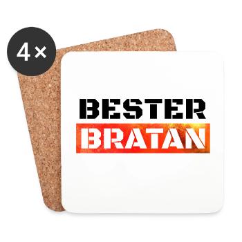 Bester Bratan Bruder Kumpel Digga - Untersetzer (4er-Set) - Weiß - Vorne