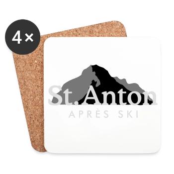 St. Anton Apres Ski Wintersport Berge - Untersetzer (4er-Set) - Weiß - Vorne