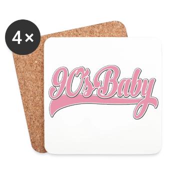 90s Baby Pink Retro Script - Untersetzer (4er-Set) - Weiß - Vorne